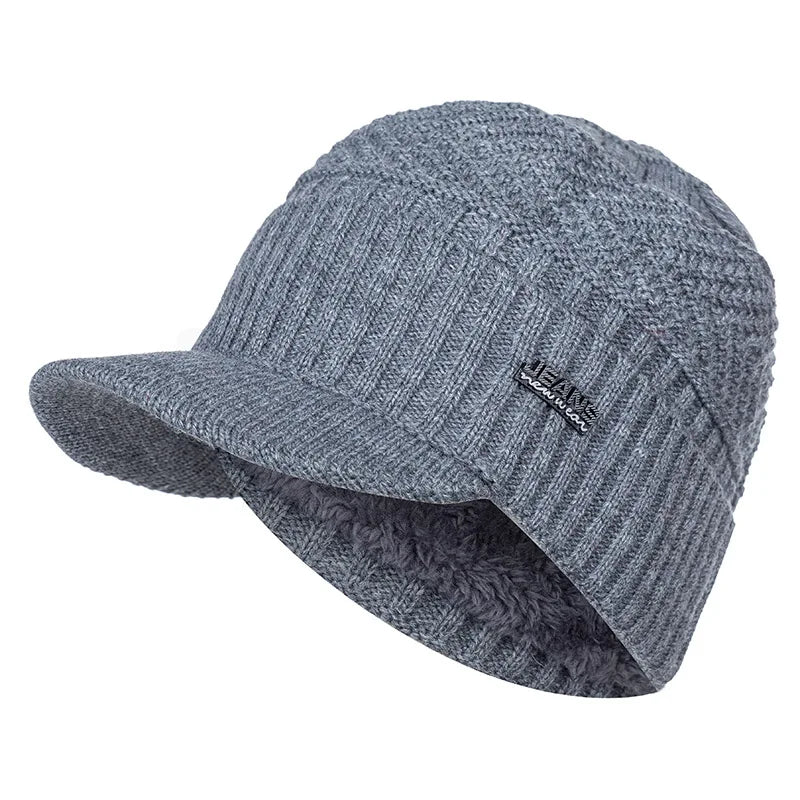 Cappello In Lana Per Uomo Autunno Inverno Lavorato A Maglia Con Visiera Imbottita Caldo E Confortevole