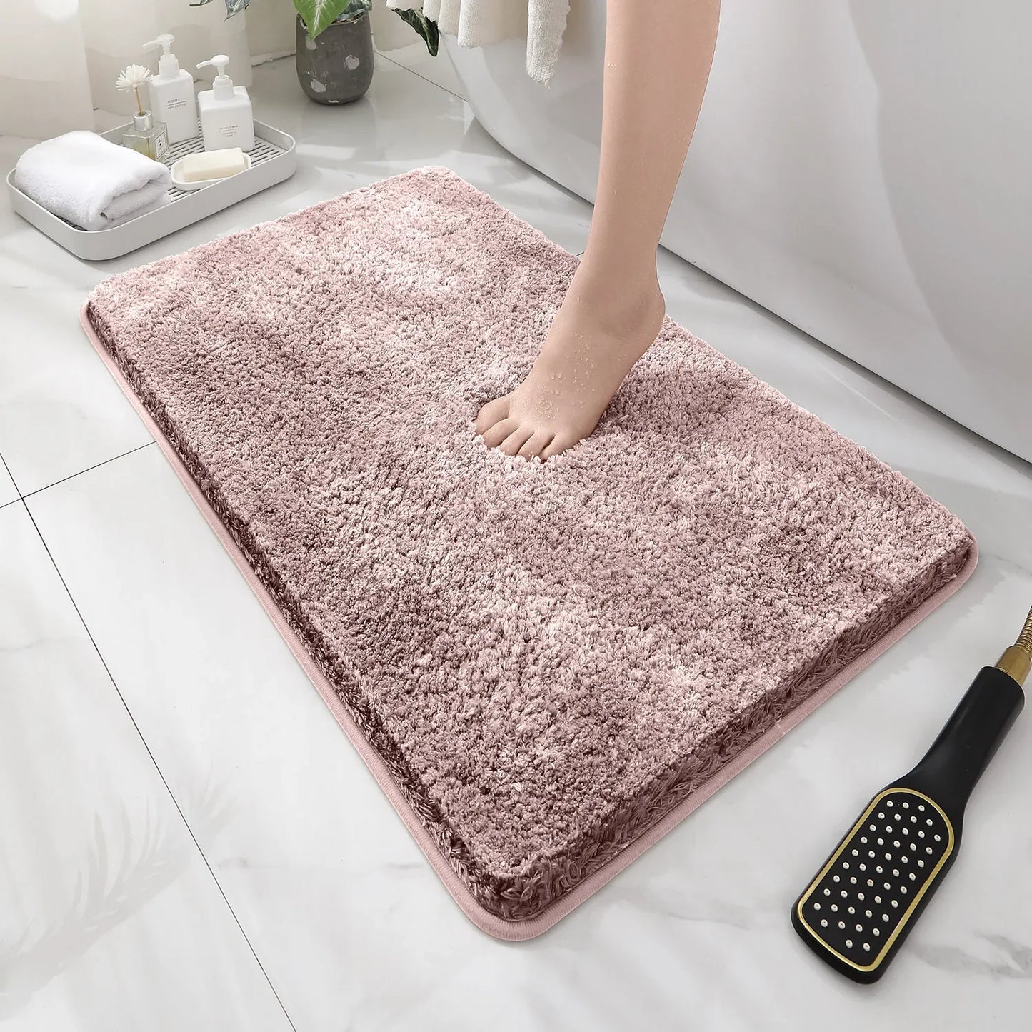 Tappetino Da Bagno Arrotondato E Ispessito Antiscivolo Peluche Assorbente Per Vasca E Per Porta D Ingresso