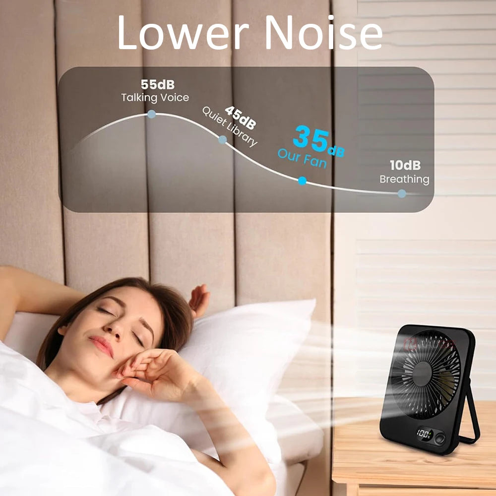 Ventilatore da Tavolo Portatile Pieghevole Ricaricabile USB a Cinque Marce per Ufficio Domestico Studenti