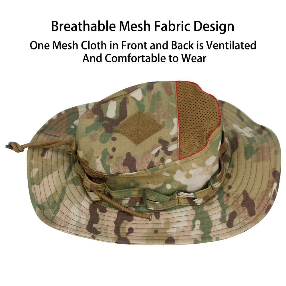 Cappello Boonie Camouflage Protezione Solare Traspirante Antivento Uomo Per Escursionismo Pesca Caccia