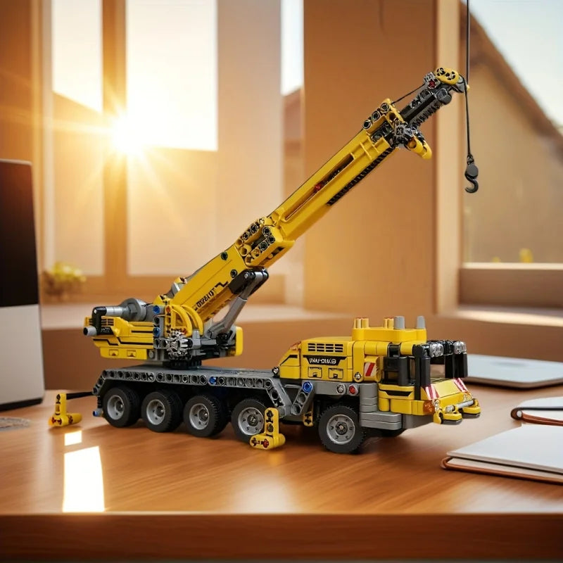 Set Di Blocchi Da Costruzione Con Gru Telescopica Gialla Modello Educativo Assemblato Decorazione Casa E Regalo Adulti