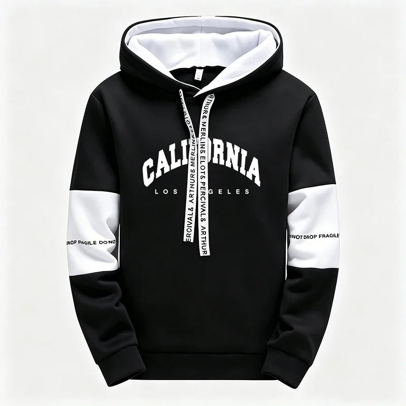 Felpa Da Uomo Con Stampa Streetwear Sportivo Nero E Bianco Abbigliamento Casual Per Jogging All Aperto