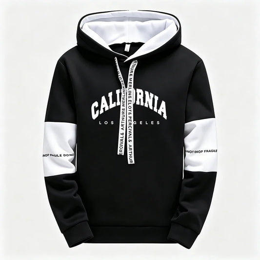 Felpa Da Uomo Con Stampa Streetwear Sportivo Nero E Bianco Abbigliamento Casual Per Jogging All Aperto