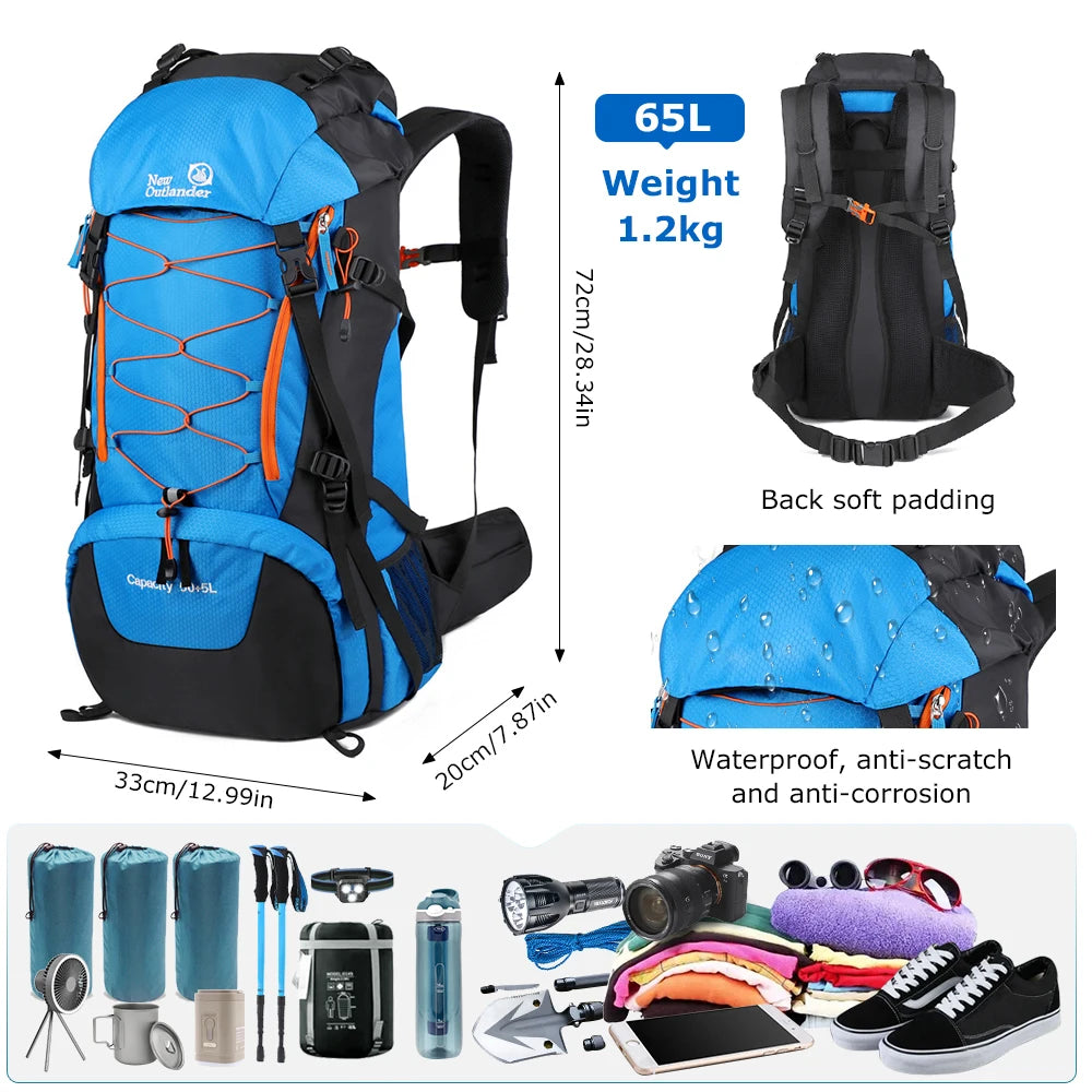 West Tune Zaino Impermeabile Da Arrampicata 65 Litri Borsa Outdoor Grande Capacità Per Trekking e Campeggio