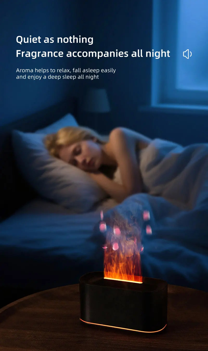 Diffusore Di Aromaterapia Con Effetto Fiamma E Nebbia Fredda Umidificatore Silenzioso Per Casa E Camera Da Letto