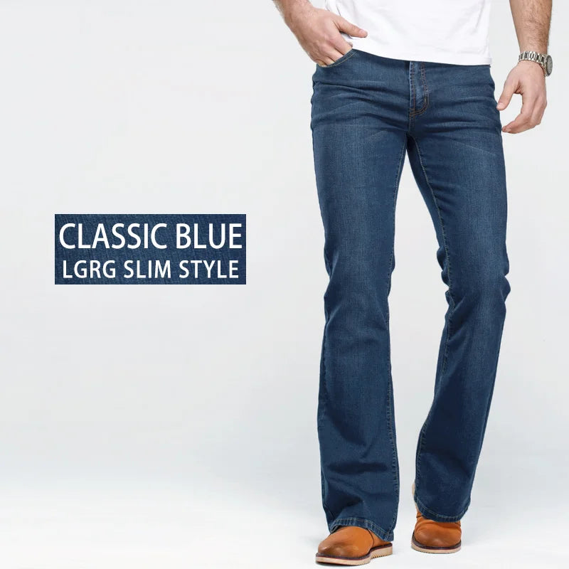 Jeans Da Uomo Con Taglio A Stivale Slim Fit Blu Neri Elasticizzati Denim Classici Firmati