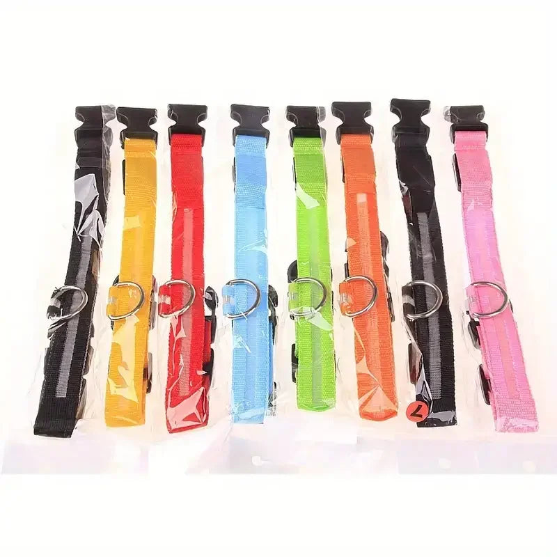 Guinzaglio per Cani in Nylon Led Sicurezza Notturna Lampeggiante Illumina al Buio Collare Fluorescente Luminoso
