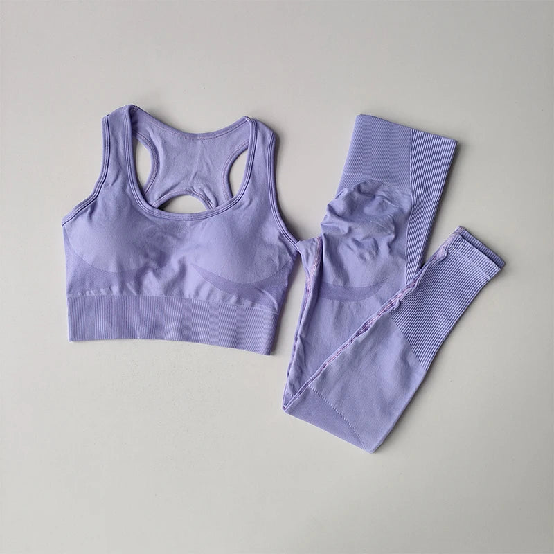 Reggiseno Sportivo Donna 2 Pezzi Set Canotta Fitness Reggiseno Antiurto Leggings Corsa Tuta Yoga Bellissimo Posteriore
