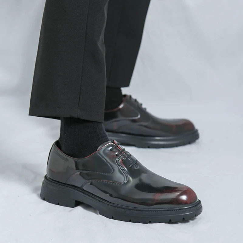 Scarpe Da Uomo In Pelle Con Suola Spessa Formali Da Lavoro Oxford Classiche Fatto A Mano Calzature Casual