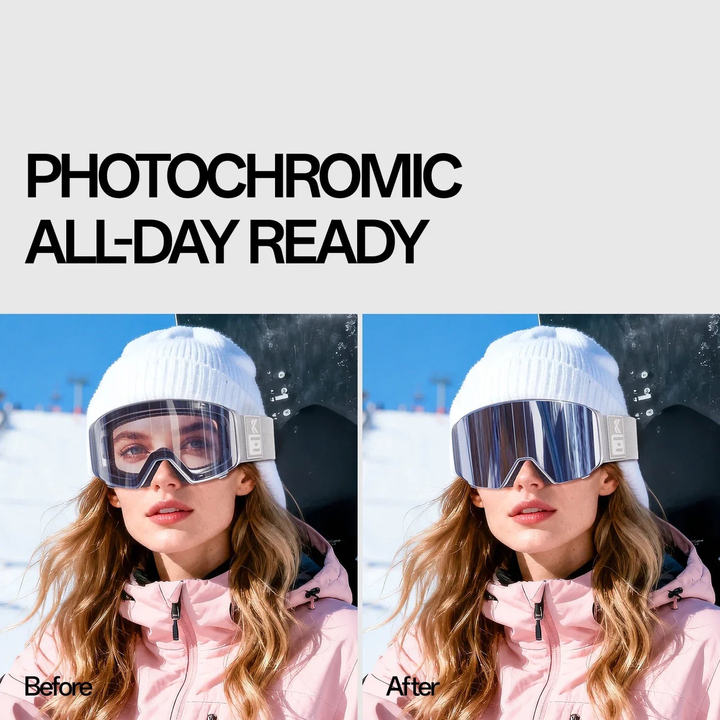 Kapvoe Occhiali Da Neve Magnetici Flip Over Fotocromatici UV400 Antinebbia Uomo Donna TPU Lenti In Policarbonato
