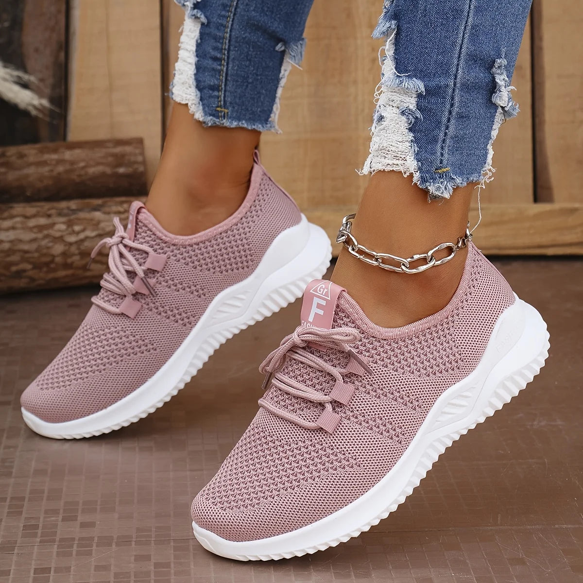Scarpe Sportive Donna in Maglia Tinta Unica con Suola Morbida Ideali per Correre Tennis Allenamenti Viaggi