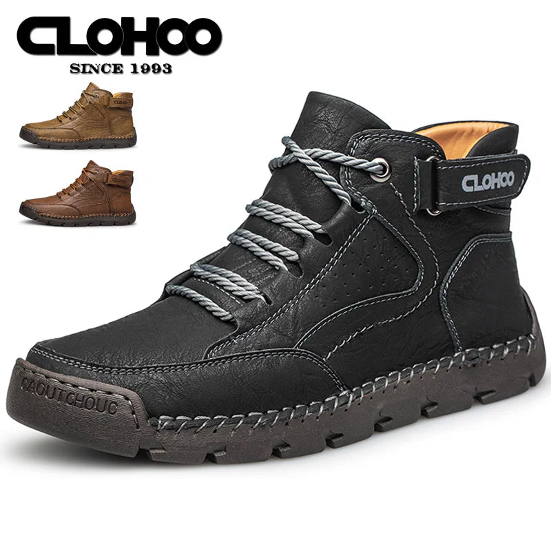 CLOHOO Stivali Alti Da Uomo In Pelle Cuciti A Mano Da Trekking Edizione Speciale