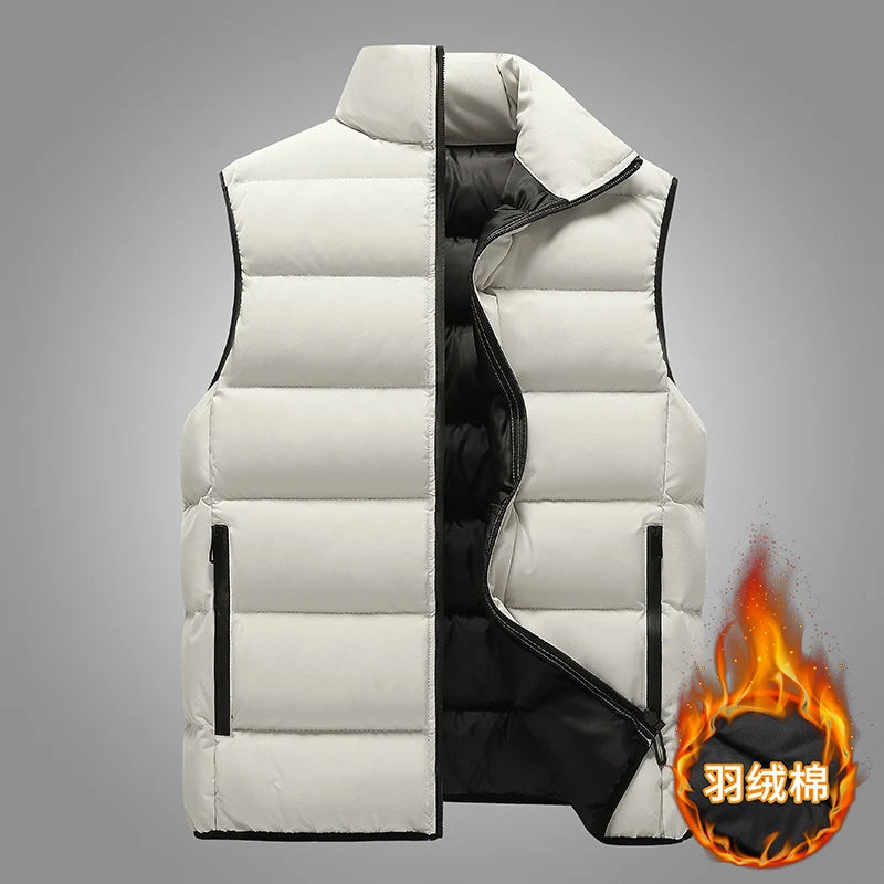 Gilet da Uomo con Colletto Rialzato Mandarino Elegante e Casual per Abiti Autunnali Invernali Spesso Caldo