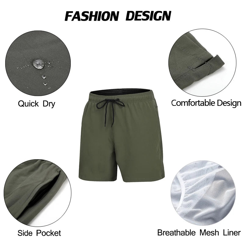 Costume Elasticizzato Uomo Escatch 2025 Pantaloncini Da Spiaggia Ad Asciugatura Rapida Tasche Cerniera Fodera Rete
