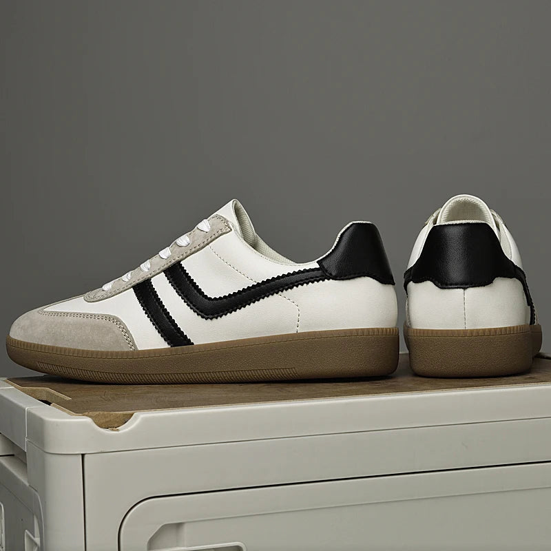 Scarpe Vulcanizzate Uomo Collezione Primaverile Scarpe Stringate Casual da Esterno Pelle Classiche da Passeggio Skate