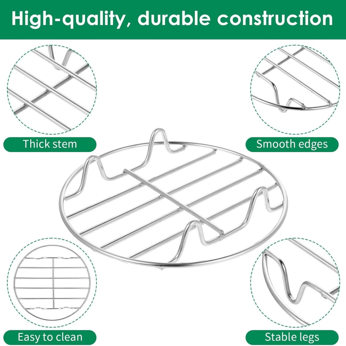 1 Griglia per Cottura a Vapore in Acciaio Inossidabile, Multiuso per Forno, Friggitrice ad Aria, Cottura e Cottura a Vapore di Verdure, Rotonda, Lavabile in Lavastoviglie, Griglia da Cucina