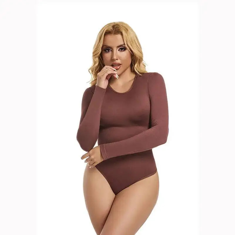 Nuovo autunno inverno manica lunga senza cuciture body shaper elastico perizoma body shapewear donna pancia controllo body shaper con apertura sul cavallo