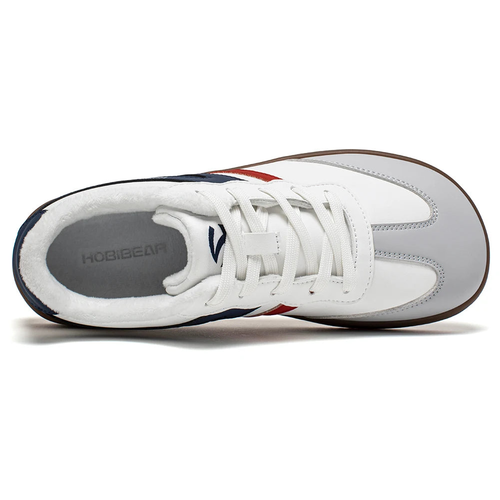 Hobibear Scarpe Da Ginnastica Unisex A Punta Larga In Pelle Artificiale Foderate In Pelliccia Sintetica Retrò Stringate