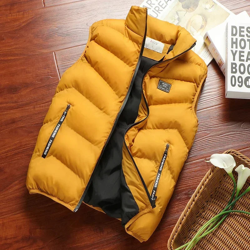 Puffer Senza Maniche Da Uomo 2024 Colletto Mandarino Giacca Piumino Inverno Caldo Gilet Outwear Abbigliamento Uomo