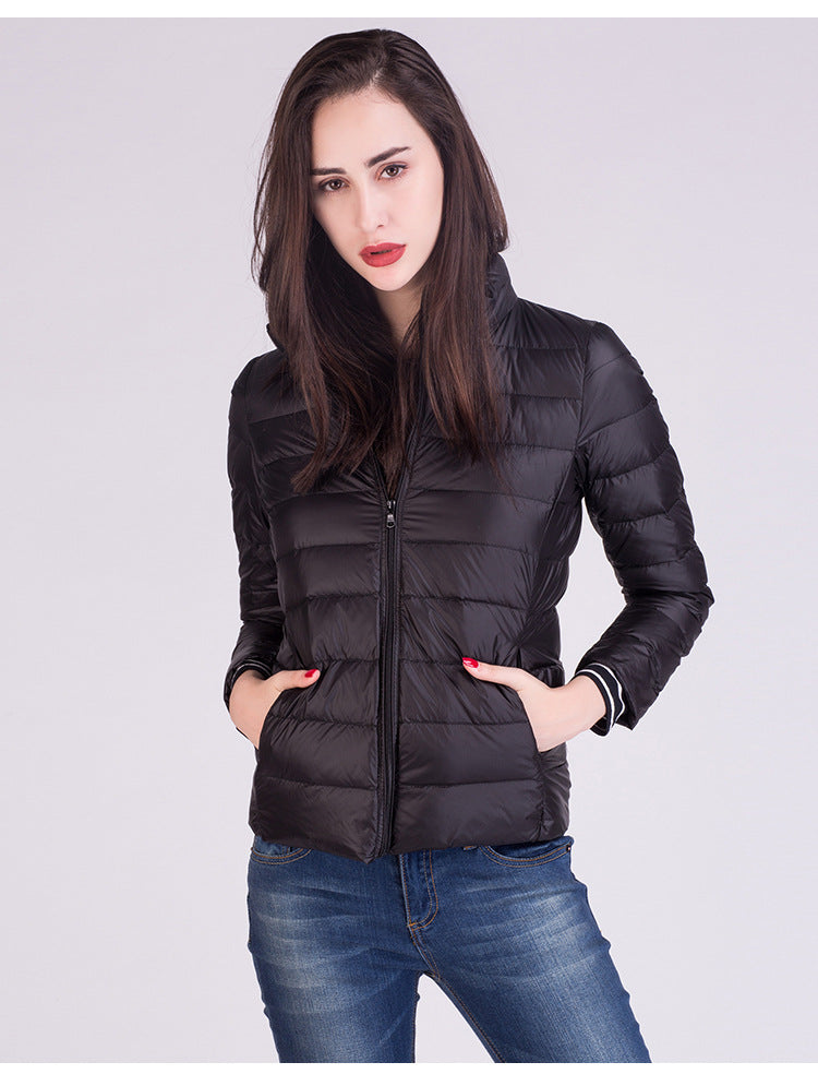 Cappotto Imbottito Femminile Ultraleggero Ripiegabile Collo Alla Coreana Slim Fit Da Ufficio 2023 Nuovi Arrivi