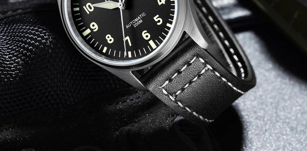 Orologio Meccanico Con Zaffiro 39mm Movimento 8215 Giappone Automatico Da Uomo Impermeabile 200m Luminoso Pilota Retrò