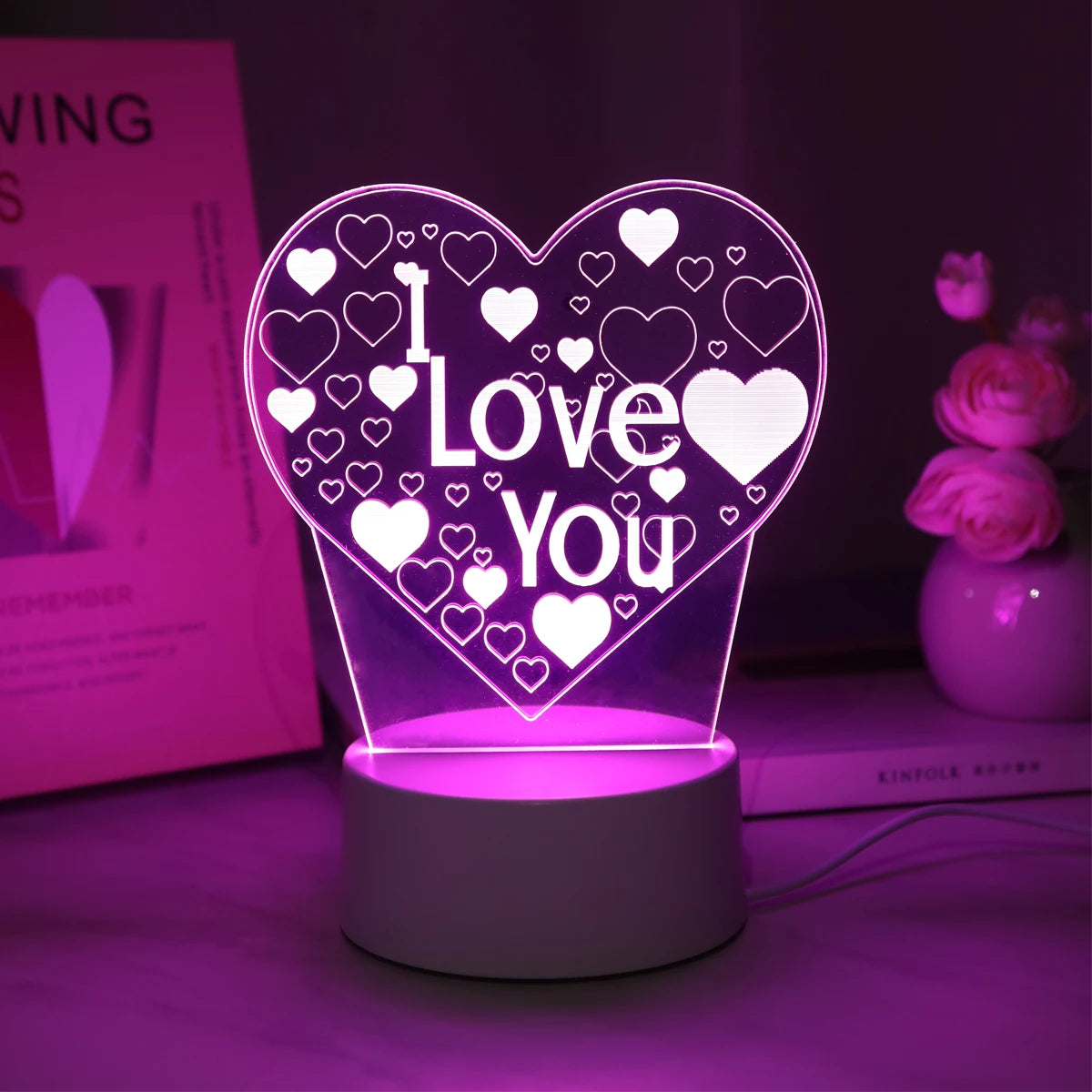 Confessione Romantica Ti Amo Luce Notturna 3D Per Amanti Regalo Per Decorazione Della Camera Da Letto