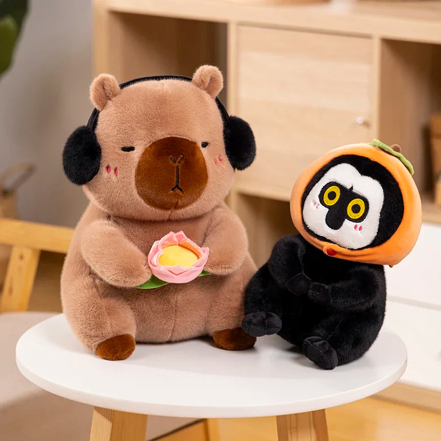 Simpatico Peluche Capibara Che Tiene Fiore Di Loto Morbido Giocattolo Per Bambini Regalo Compleanno Natale