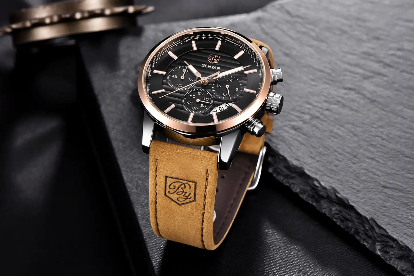 Orologio Da Uomo BENYAR Al Quarzo In Pelle Impermeabile Multifunzione Cronografo calendario Resistente Agli Urti