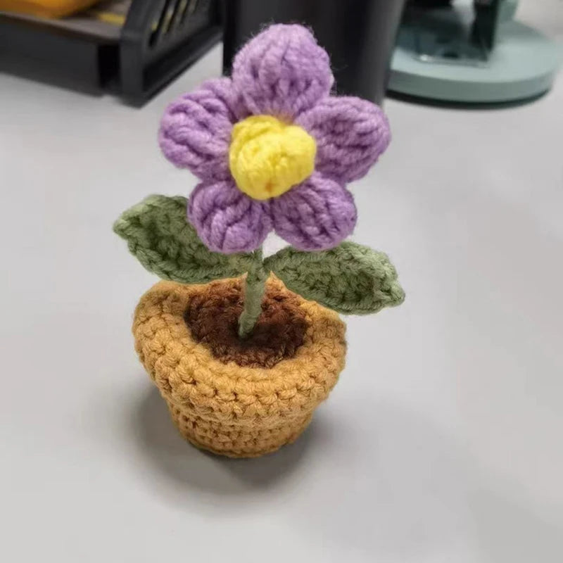 Fiore In Vaso Fai Da Te Rosa Mini Tessuti A Mano Per Scrivania Ufficio Decorazione Casa Filo Di Lana