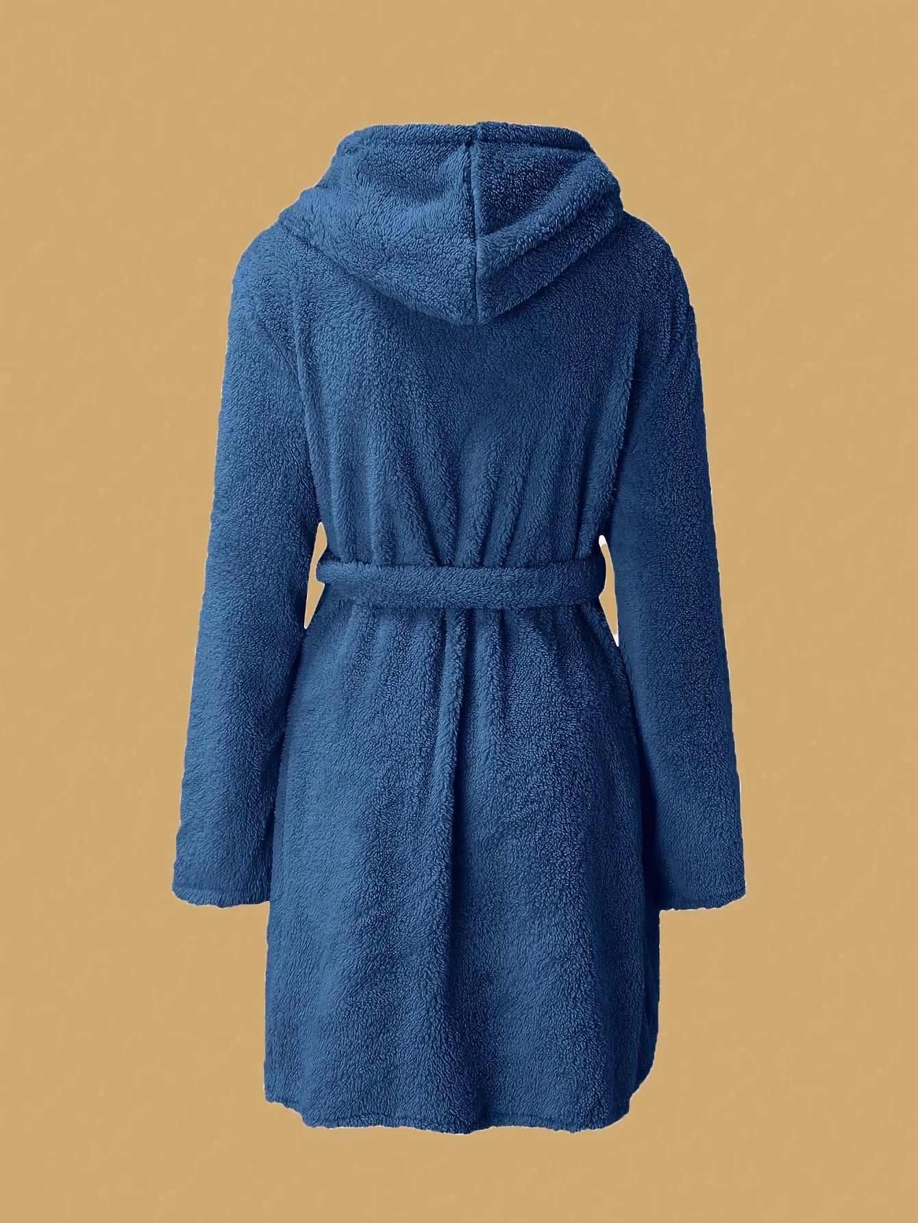 Vestaglia Da Donna Con Cappuccio Tinta Unita Con Cintura Calda E Morbida Per Casa Autunno Inverno