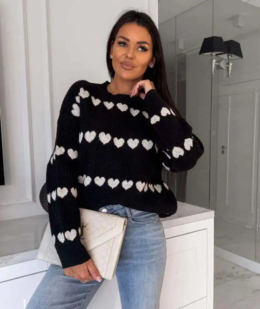 Maglioni Lavorati A Maglia Per Donne In Due Colori Jacquard Collo Rotondo Pullover Trend 2026 Nuovi