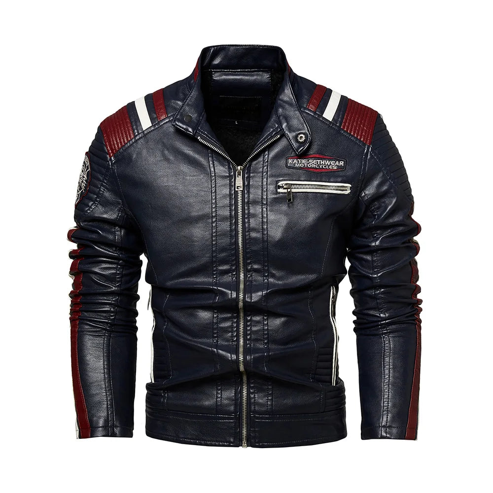 Giacca Da Moto Da Uomo In Ecopelle Impermeabile Antivento PU Bomber Vintage Di Alta Qualità