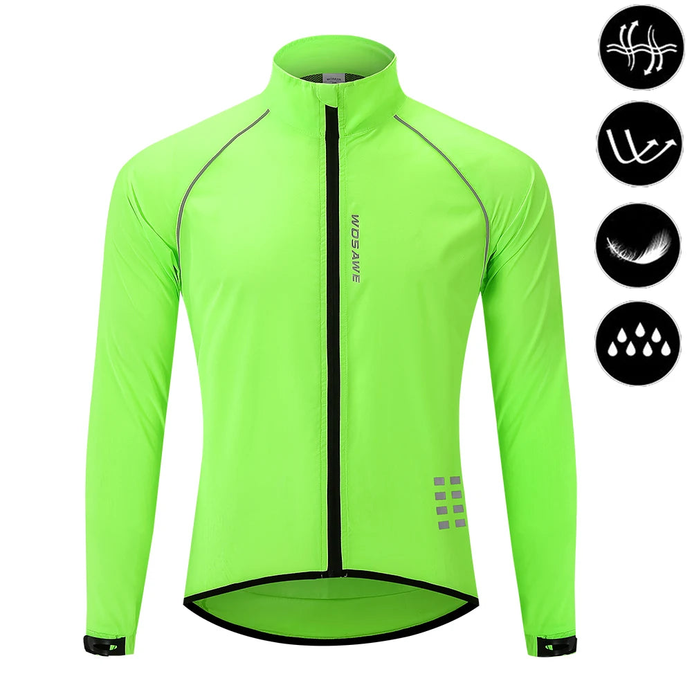 Giacca A Vento Ciclismo Uomo Antivento Riflettente Ultraleggera A Maniche Lunghe Per MTB E Bici Da Strada
