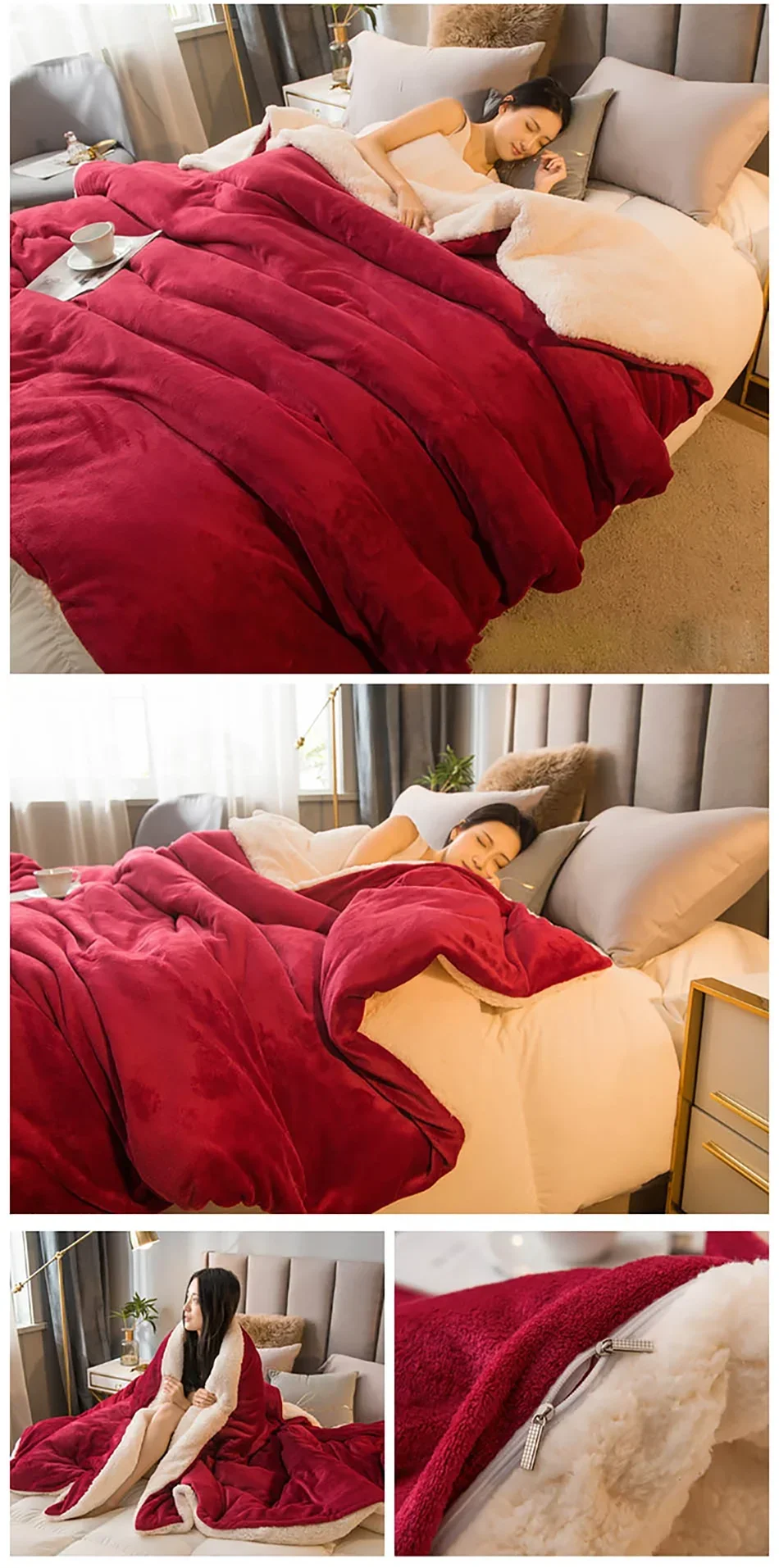 Coperta Riscaldata In Lana Portatile Doppia Faccia Antipilling Queen Letto Invernale Per Campeggio