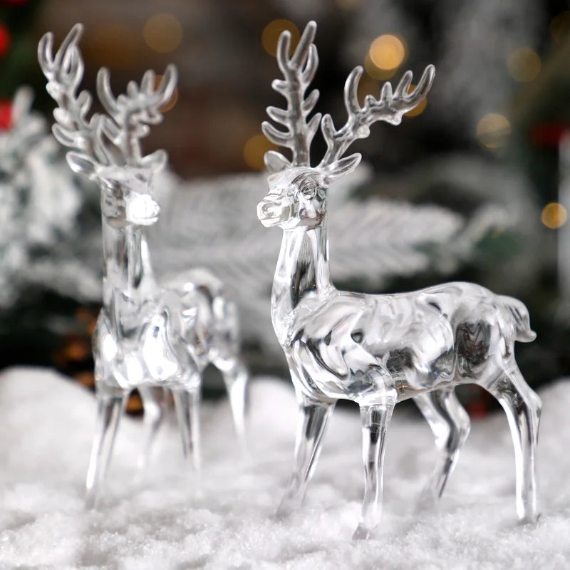 Figurina di Cervo in Plastica Trasparente Renna Ornamentale per Tavolo Decorazione Natalizia Scrivania Esposizione