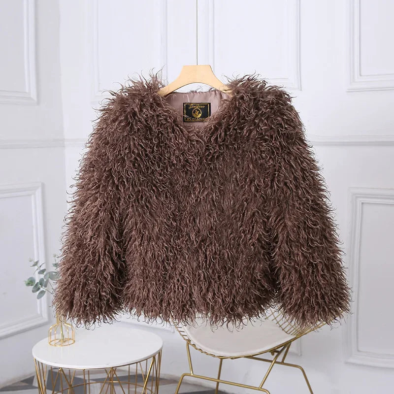 TARUXY Cappotto Di Pelliccia Sintetica Donna Inverno 2025 Caldo Design Lusso Street Style Giacca Breve
