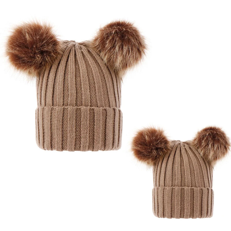 Cappello Invernale Da Donna Lavorato A Maglia Con Pompon In Pelliccia Sintetica Caldo Berretto Natalizio Per Ragazza