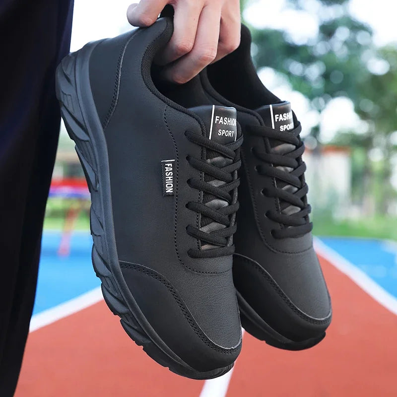 Scarpe da Corsa Uomo Impermeabili in Pelle Sneakers Sportive da Esterno Leggere per Passeggiata e Running