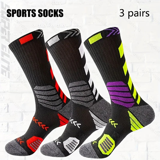 Calzini Sportivi Compressione Spessa Per Corsa E Ciclismo Set Tre Paia Rete Traspirante Supporto Mirato Per Atleti
