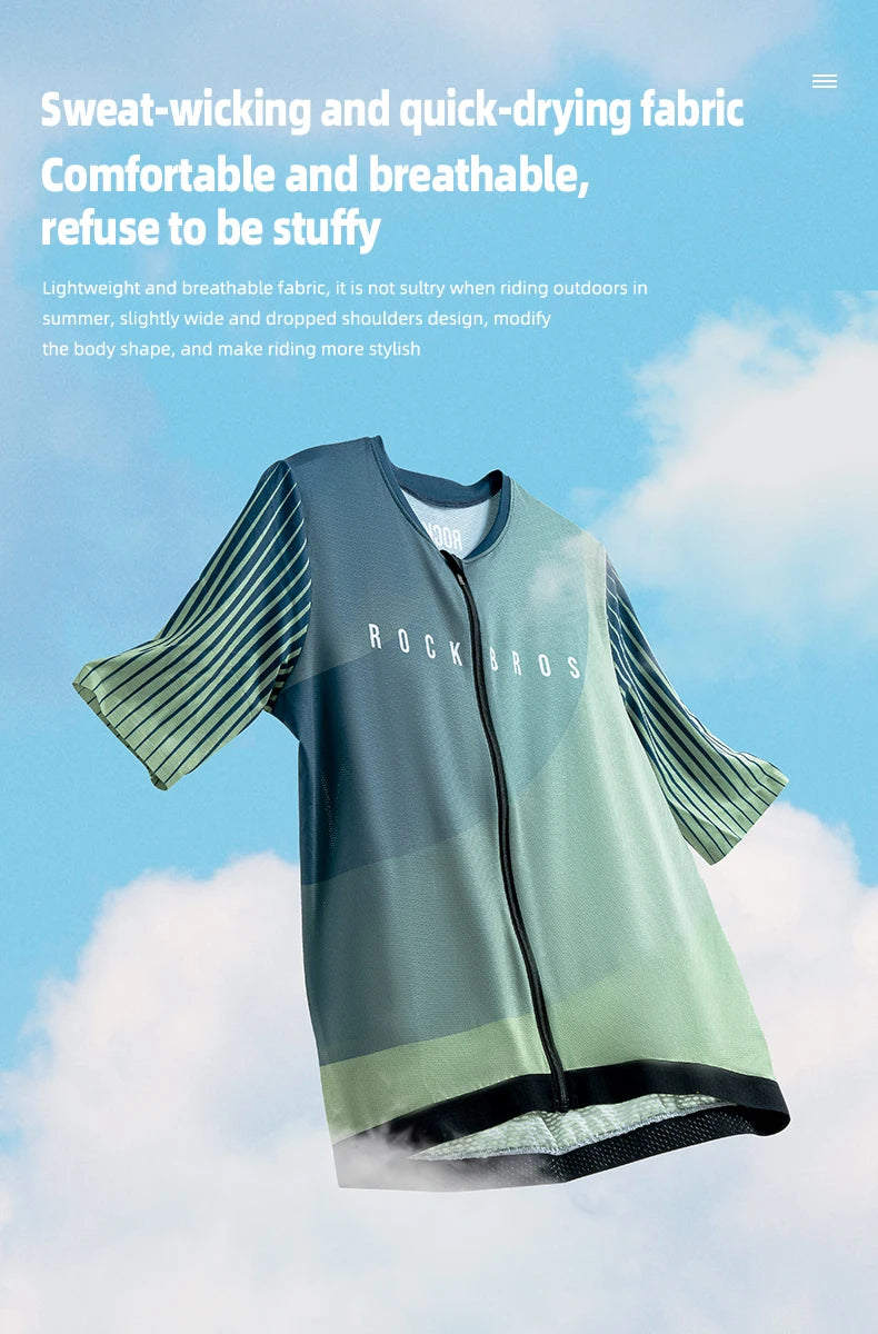 Maglia Da Ciclismo RockBros MTB Uomo Abbigliamento Estivo Traspirante Con Cerniera YKK Alta Qualità