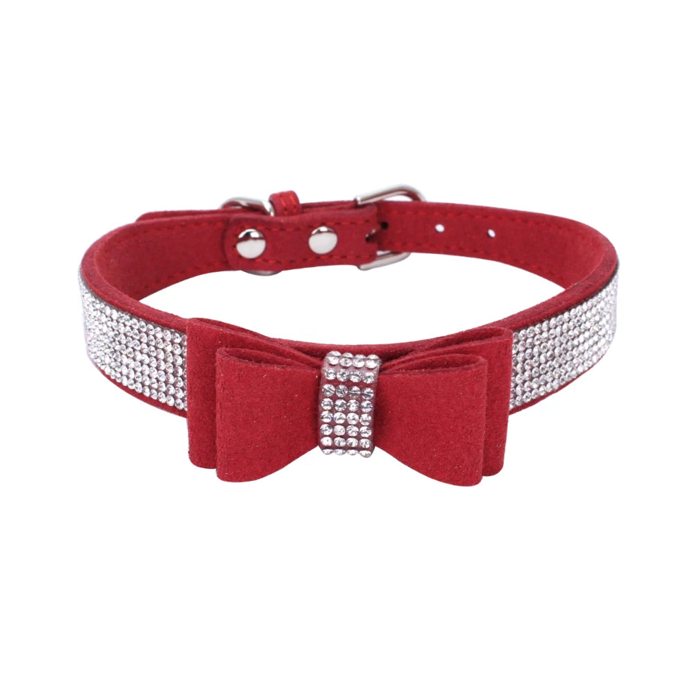 Guinzaglio Per Collare In Pelle Di Velluto Con Strass Bling E Decorazione Farfalla Accessori Di Moda
