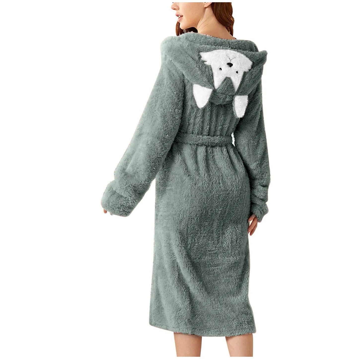Vestaglia Da Notte In Flanella Autunno Inverno Per Donna Con Cappuccio Maniche Lunghe E Tasca