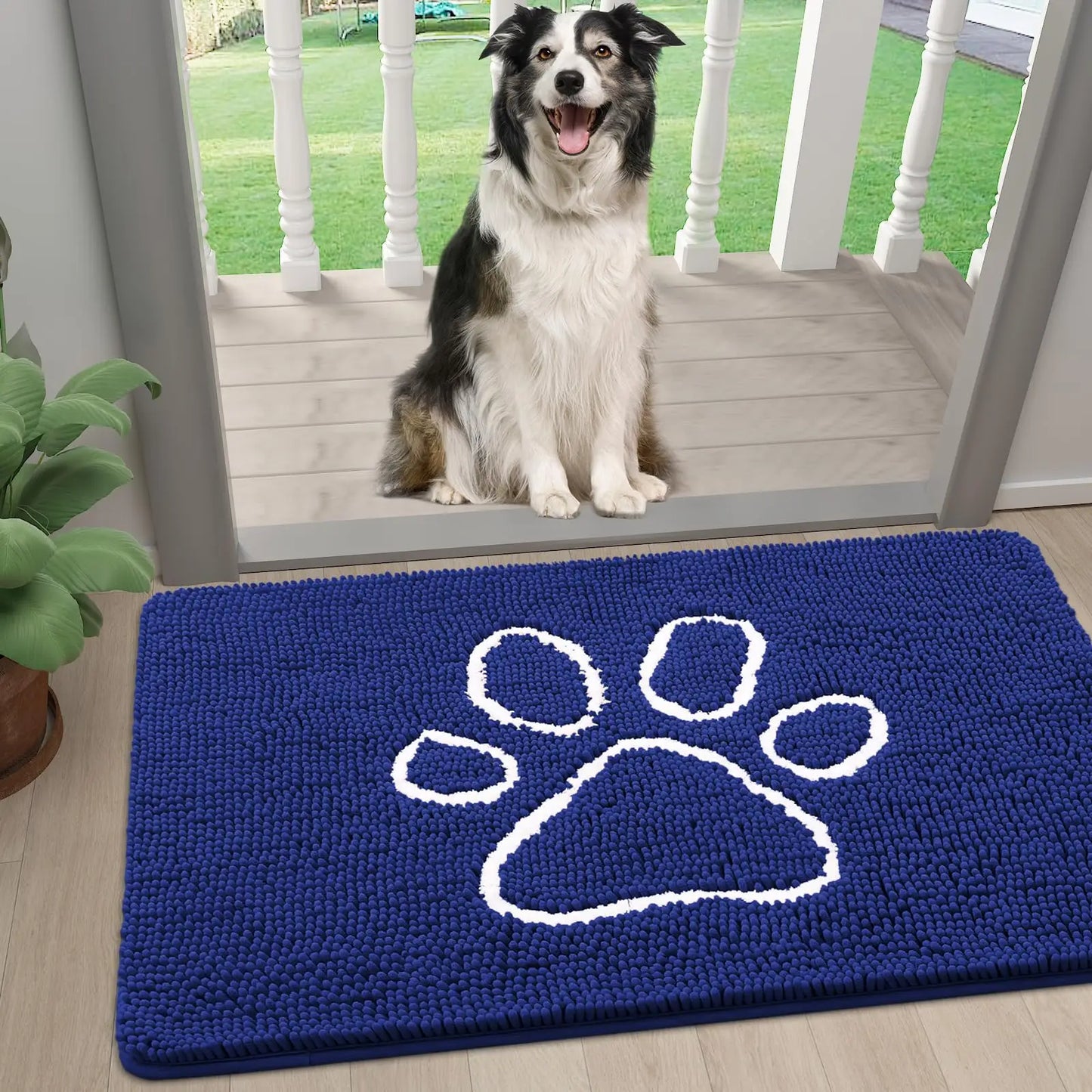 Zerbino Ciniglia Ultra Assorbente Design Zampe Lavabili Antiscivolo Asciugatura Rapida Porta Cane Fangosi