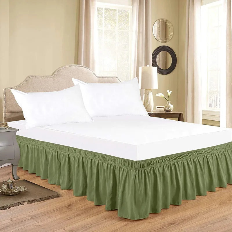 Gonne Da Letto Avvolgenti Con Volant Per Letti Queen In Tessuto Resistente Alle Pieghe Elastico Regolabile Facile Da Montare