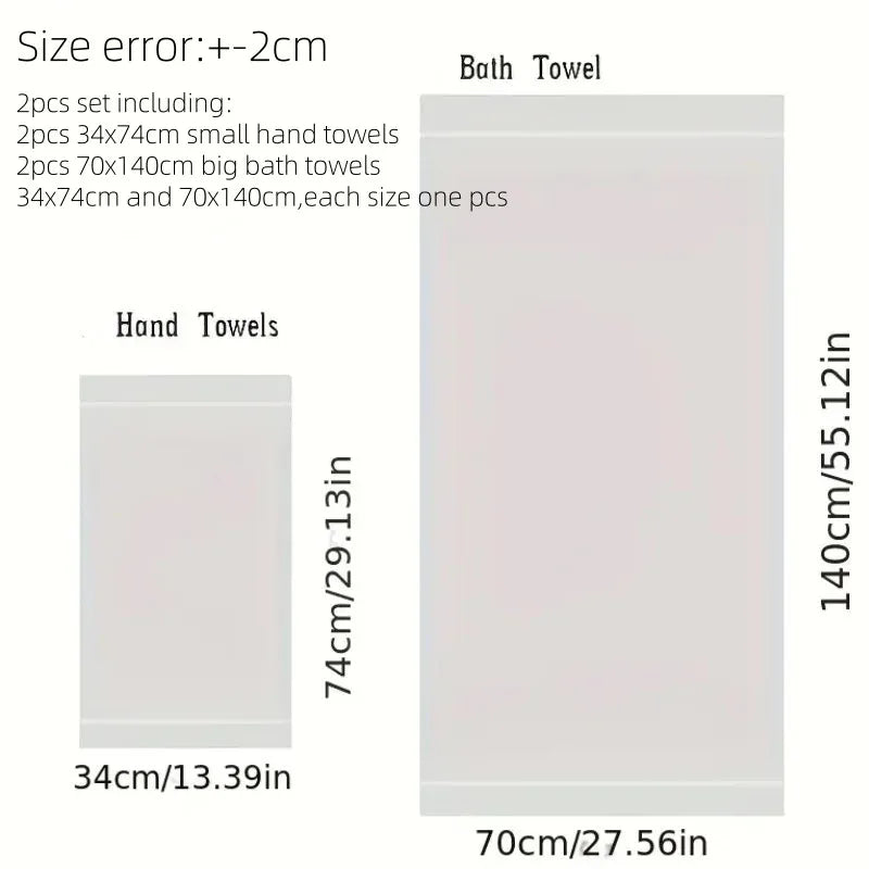 Set Di Due Asciugamani Da Bagno In Fibra Di Bambù 34x74 cm E 70x140 cm Per Viso E Mani Lavabili In Lavatrice