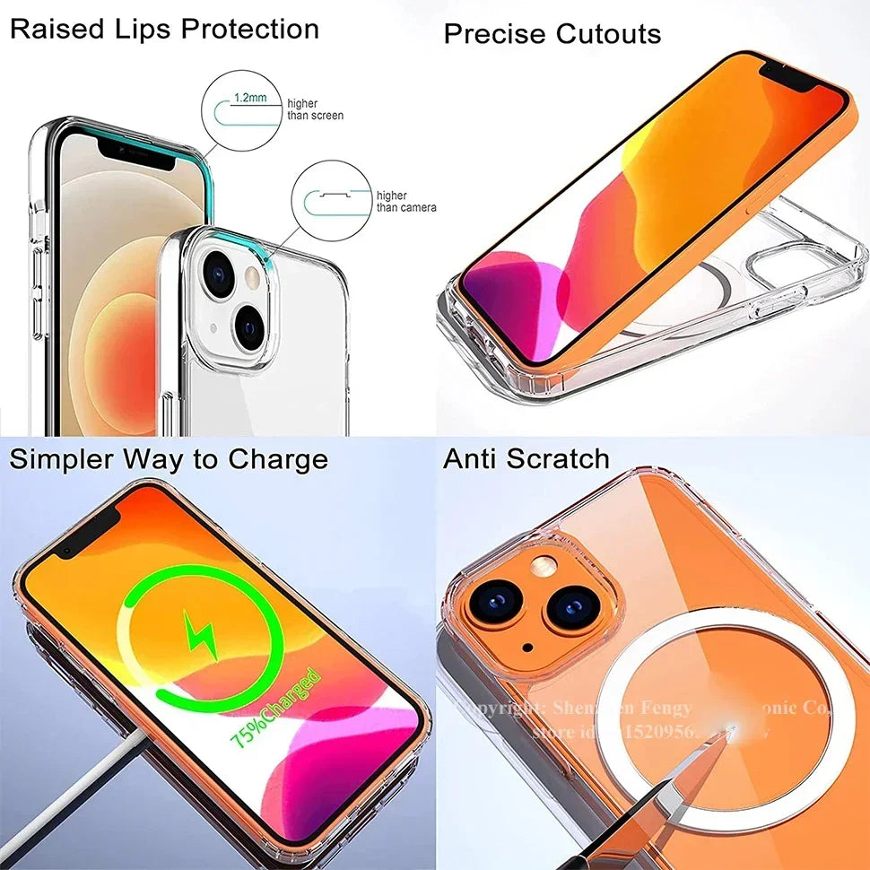 Custodia Magnetica Cristallina Con Cavalletto Per iPhone 12 Mini 13 Mini 15 Pro Max 16 17 Pro Max Con Supporto