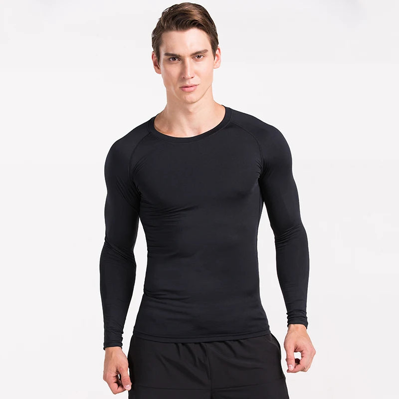 Maglia Compressiva Da Uomo A Maniche Lunghe Per Allenamento Palestra Ad Asciugatura Rapida Fitness