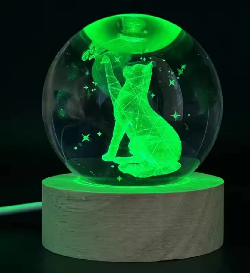 Decorazione Della Stanza Con Sfera Di Cristallo 3D E Base Led Per Luce Ambientale Nel Soggiorno