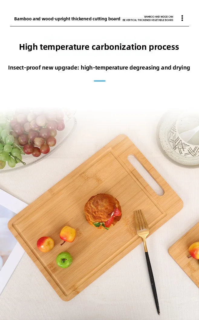 Tagliere In Bambù Bifacciale Da Cucina Anti Muffa Naturale Moso Con Supporto Verticale