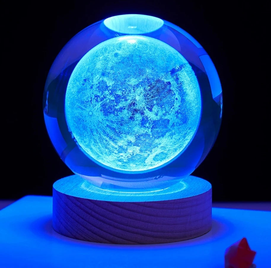 Decorazione Della Stanza Con Sfera Di Cristallo 3D E Base Led Per Luce Ambientale Nel Soggiorno
